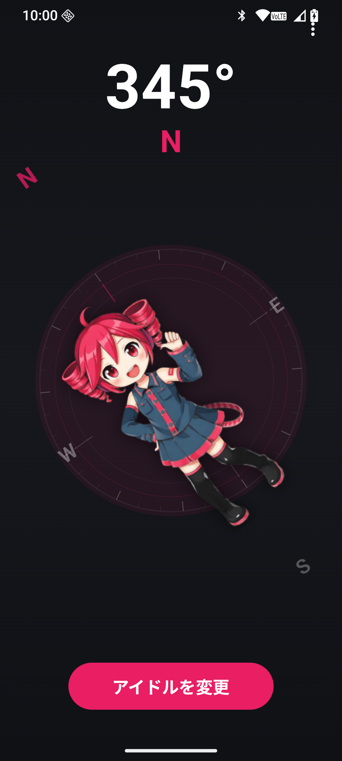 Compass showing West, tilted phone